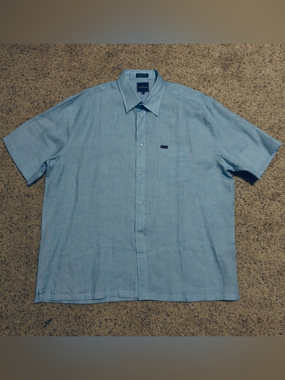 Faconnable Light Blue Short-Sleeve Button-Down Shirt